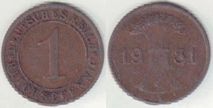 1931 A Germany 1 Reichspfennig A008369